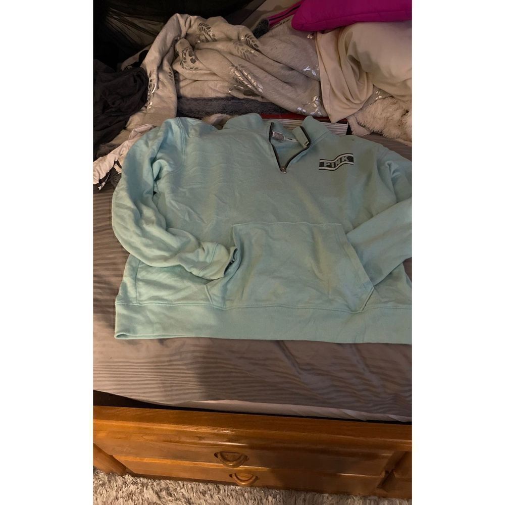 vs pink quarter zip logo sweatsbirt mint